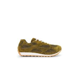 Bottega Veneta Orbit Suede Mesh And Fishnet Sneakers - 40 Us 10 Olive